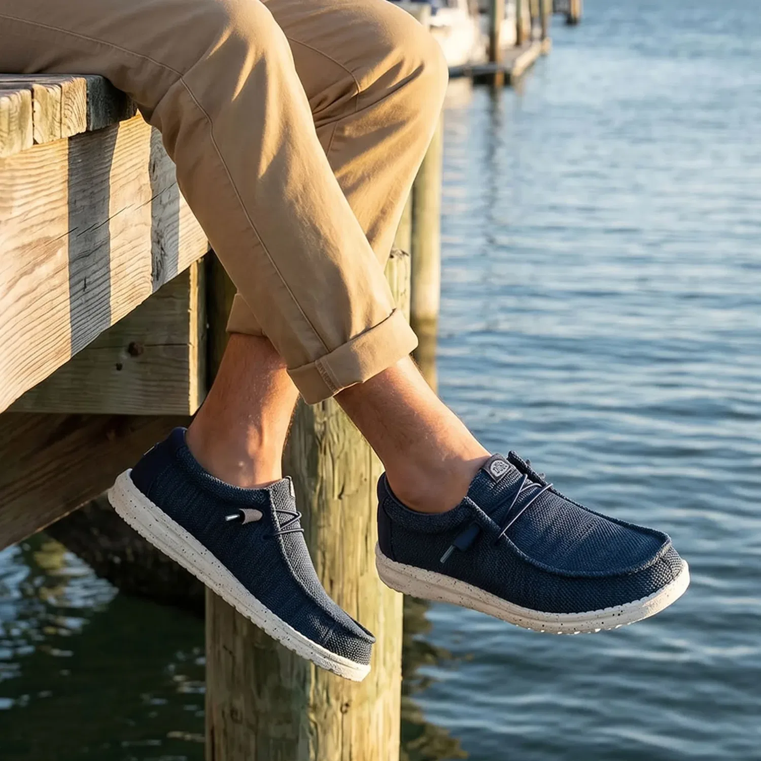 Сникерсы низкие текстильные Wally Stretch Sox, Hey Dude, синий — фото 4