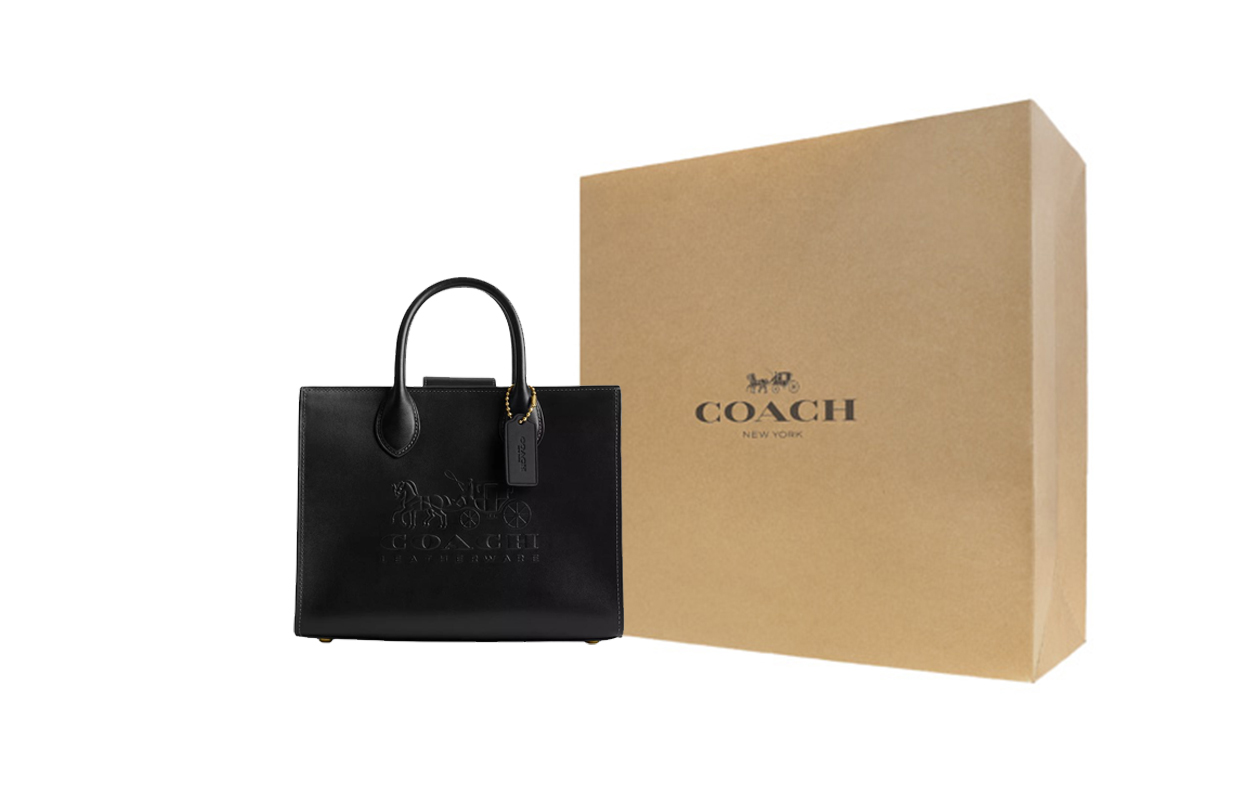 

Сумка-шоппер Ace из телячьей кожи, через плечо, средний размер, женская, черная COACH