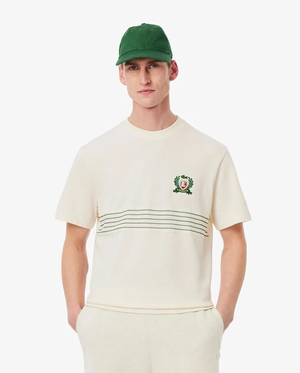 

Мужская футболка с короткими рукавами из пике с вышитым значком Lacoste, белый
