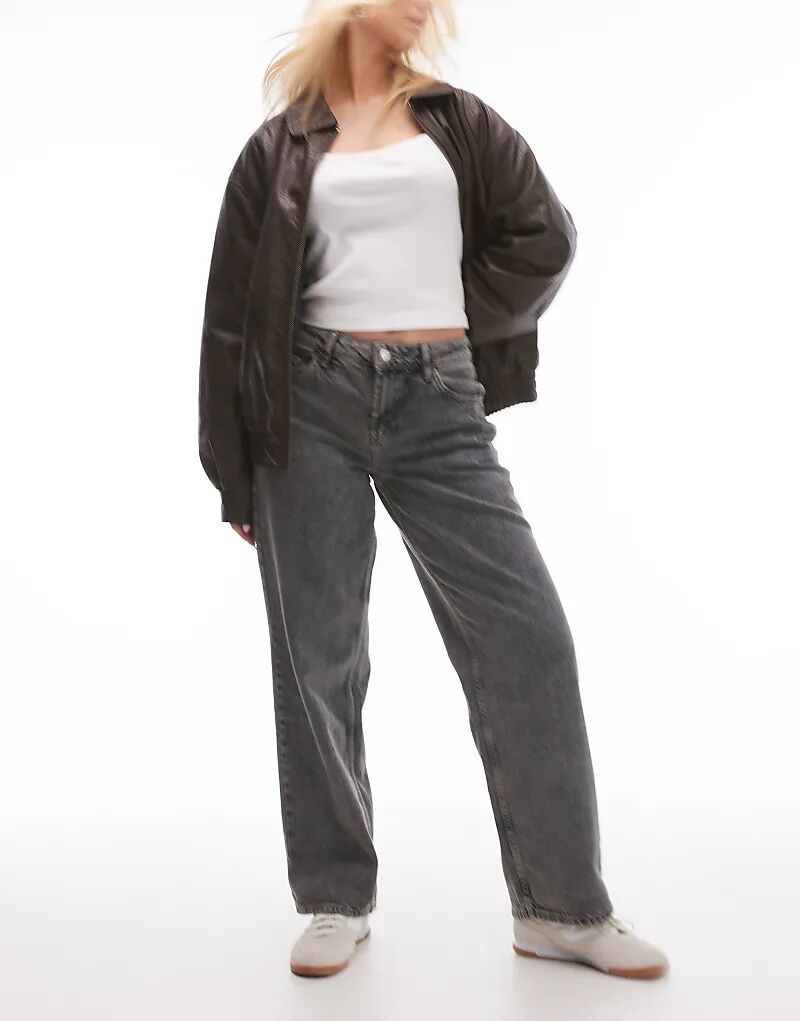 

Джинсы Topshop Hourglass Cinch с низкой посадкой, свободного кроя, серого цвета