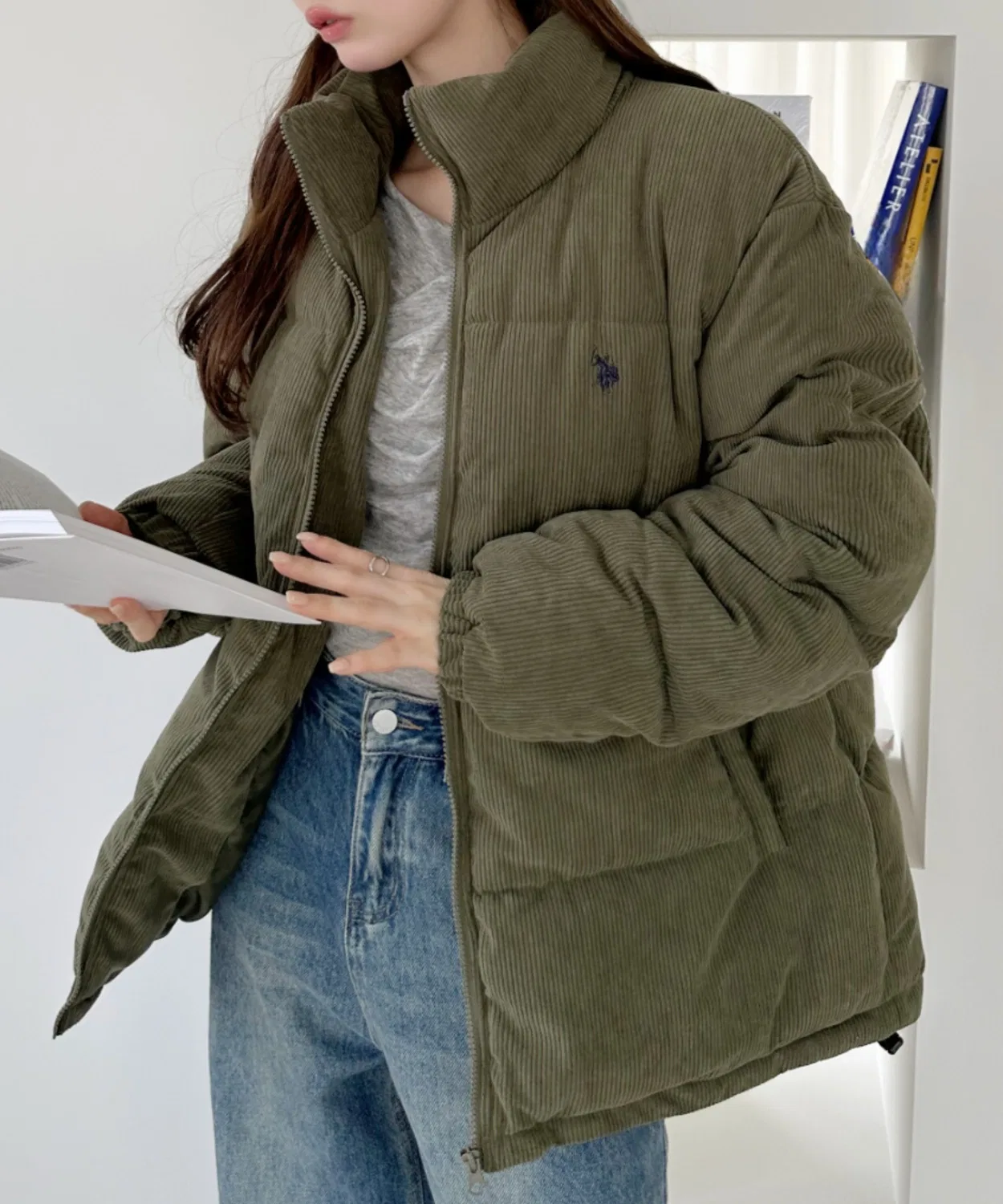 Куртка из вельвета U.S. POLO ASSN. с утеплителем, хаки