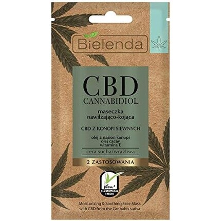 

Bielenda CBD Cannabidiol Увлажняющая успокаивающая маска для лица для сухой и чувствительной кожи 8г