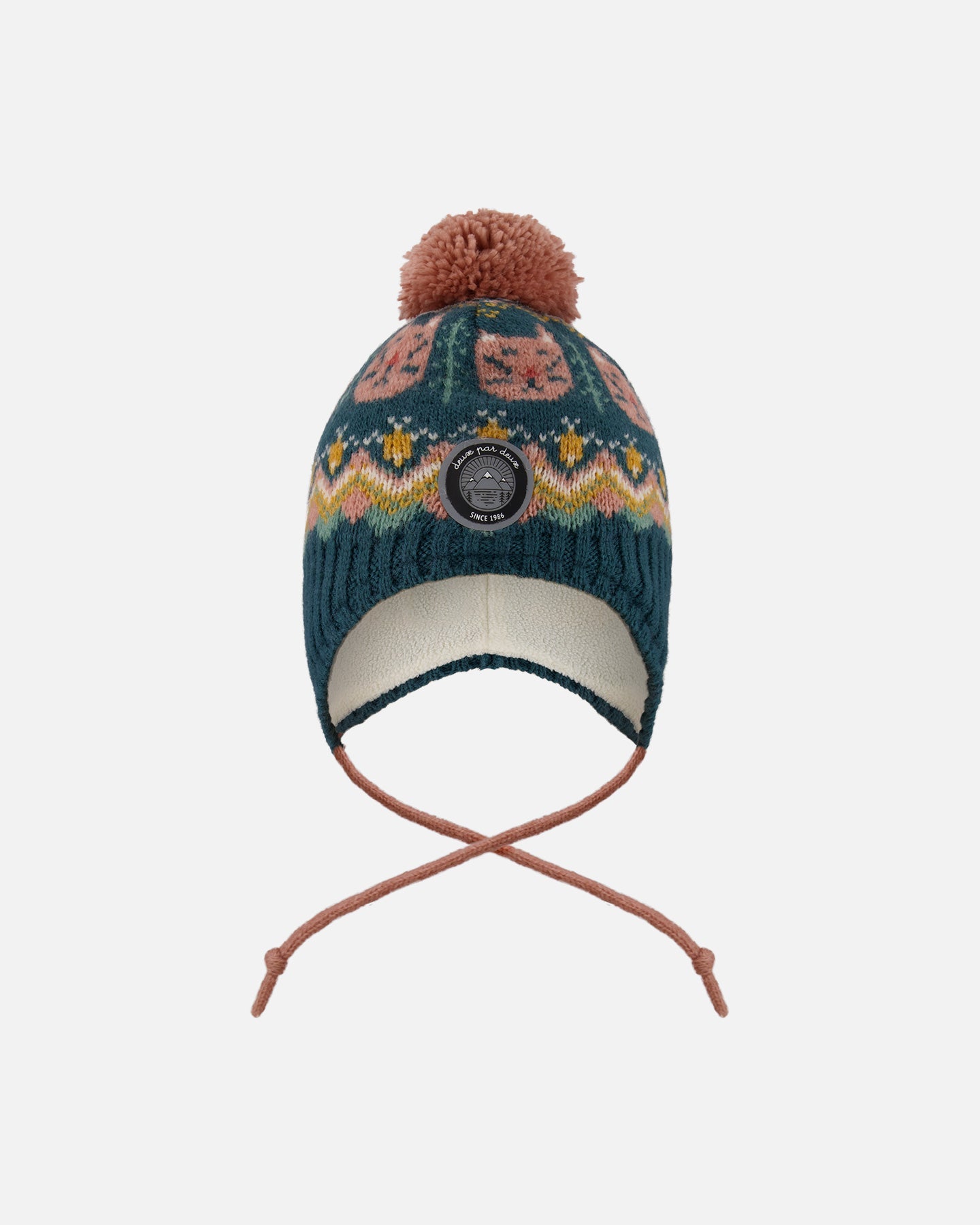 

Зеленая и розовая перуанская вязаная шапка с помпоном Deux par Deux