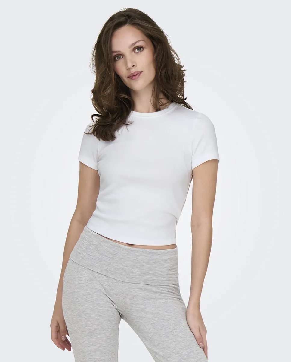 

Женский облегающий топ с коротким рукавом Only, белый