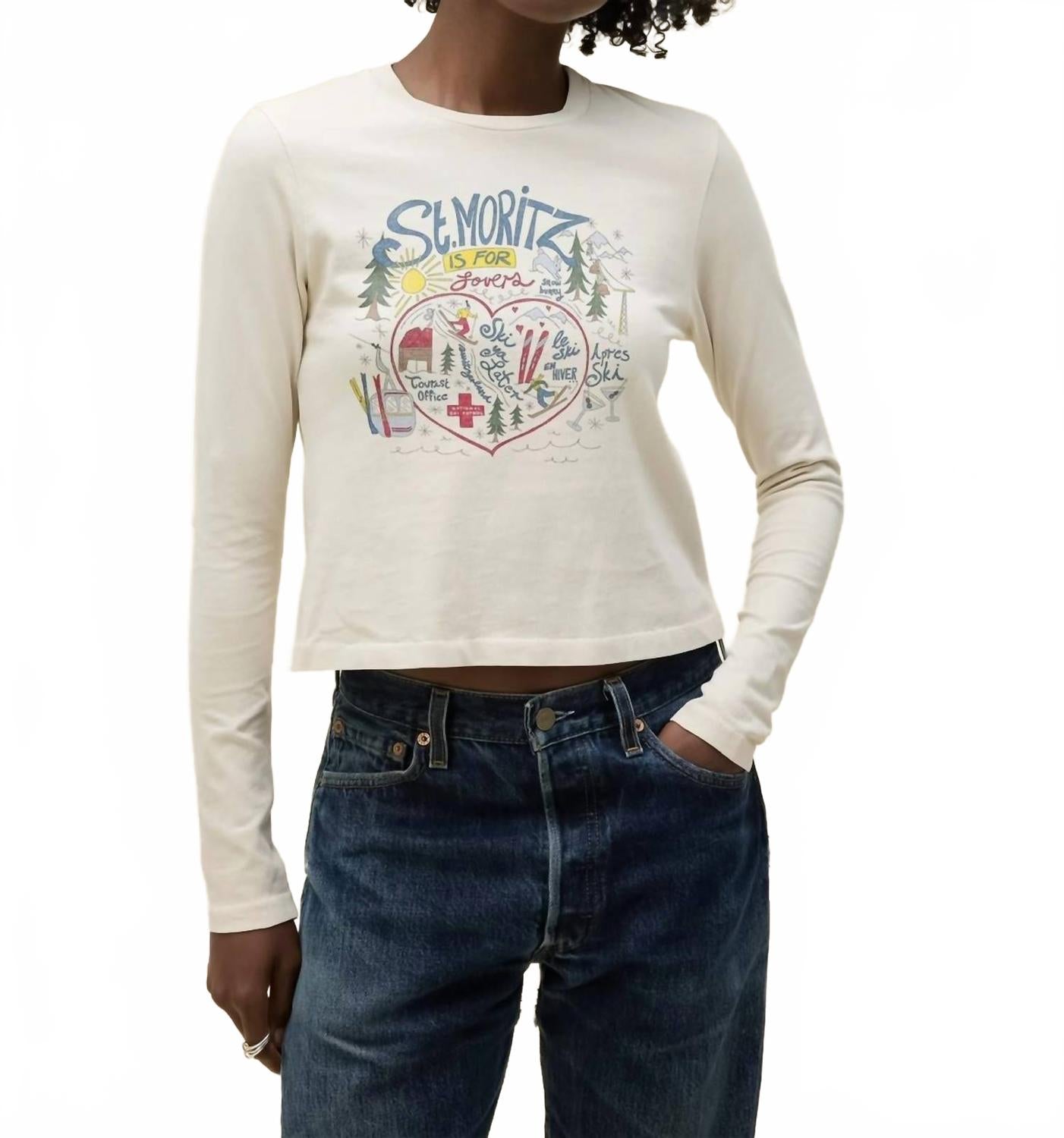 

DAYDREAMER Винтажная футболка с длинными рукавами St Moritz Is For Lovers, цвет грязно-белый