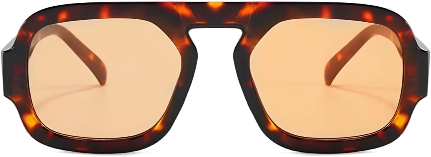 

ADE WU Модные квадратные солнцезащитные очки-авиаторы для женщин в винтажном стиле 70-х годов, пластиковые очки-авиаторы, трендовые и стильные 2025 года, Orange