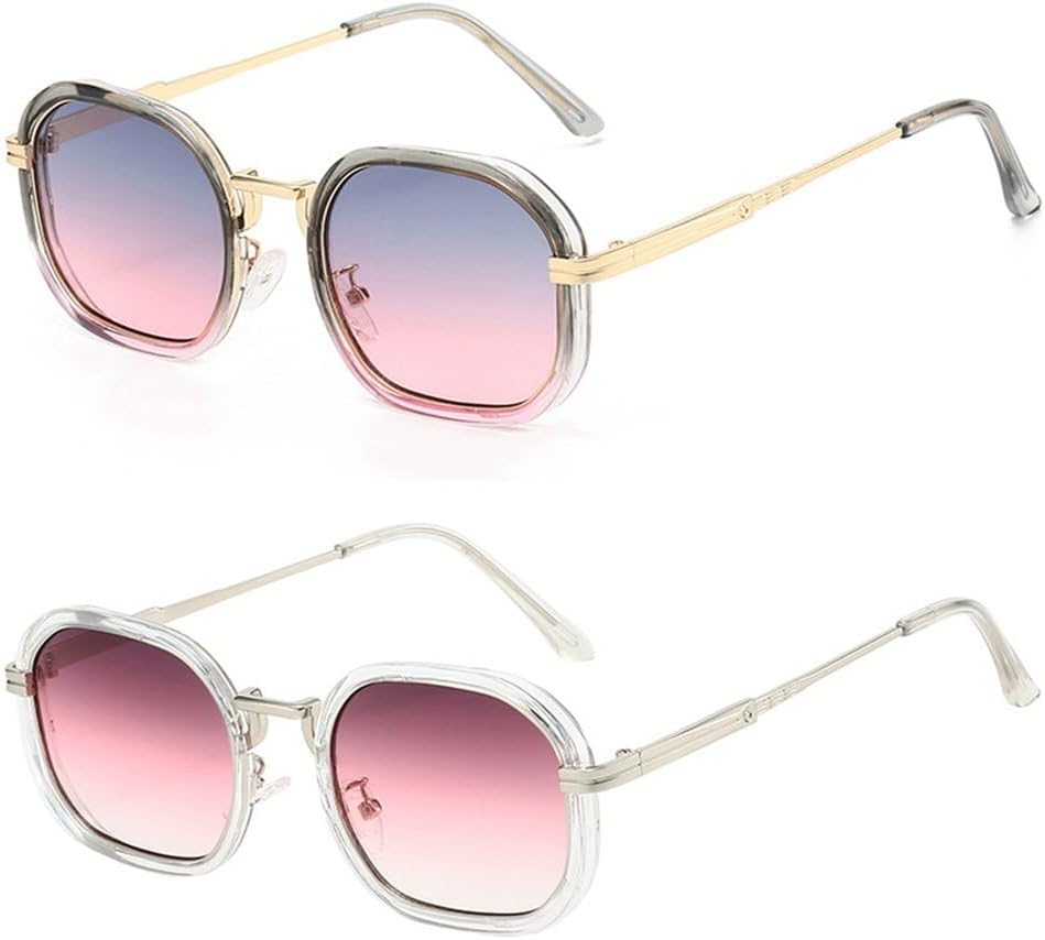 

Набор из 2 ретро-солнцезащитных очков для женщин, персонализированные солнцезащитные очки в маленькой оправе, модные женские солнцезащитные очки KTUCN, Greytransparent