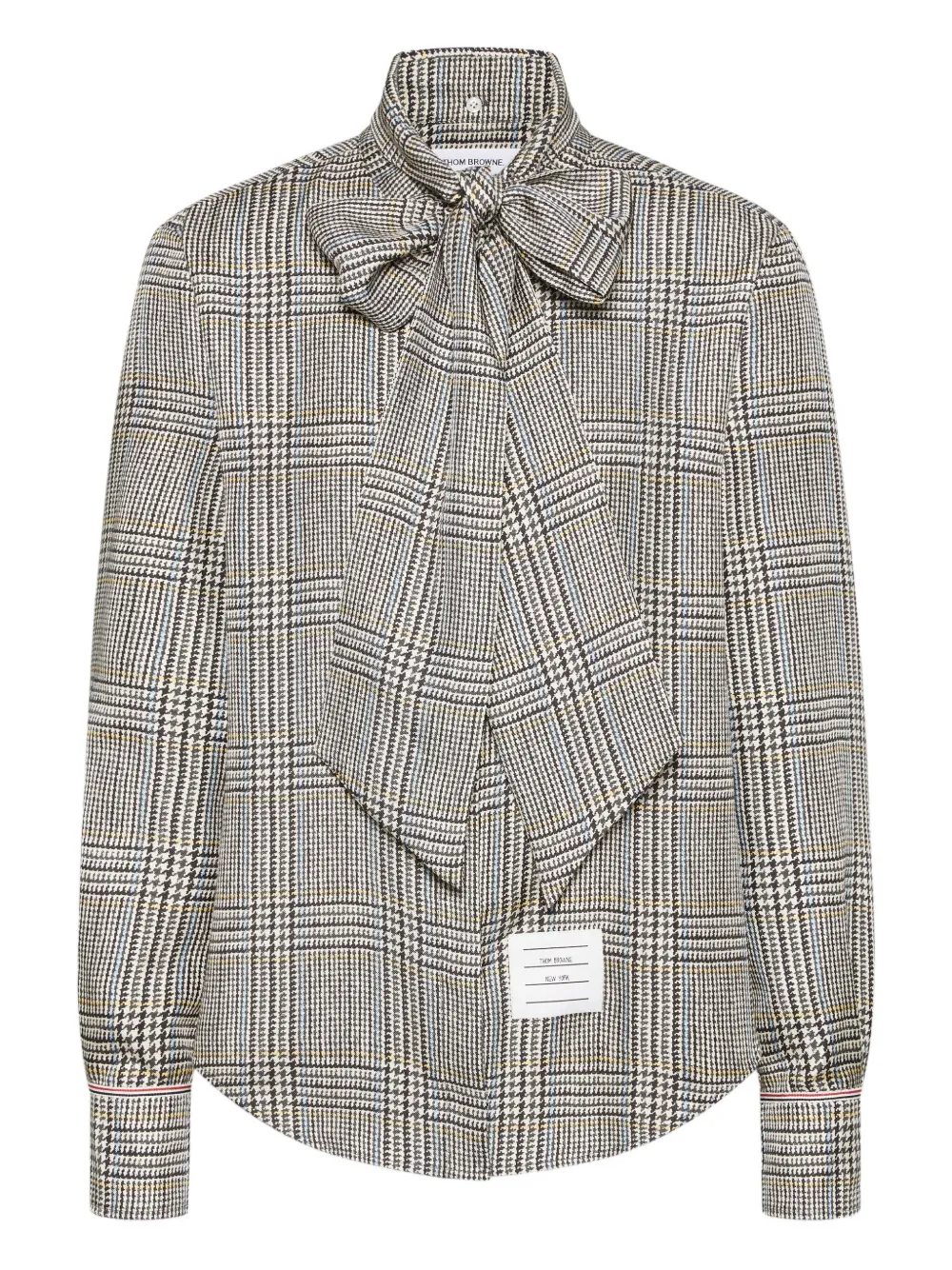 

Рубашка в ломаную клетку с бантом THOM BROWNE, черный
