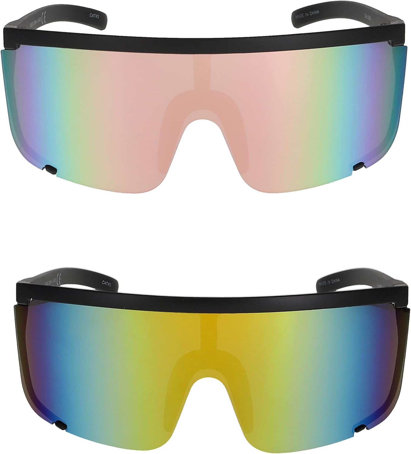 

Безупречные солнцезащитные очки унисекс большого размера Super Shield с зеркальными линзами, ретро-стиль, матовая черная оправа с плоским верхом FLAWLESS EYEWEAR, Purple-pink Mirror