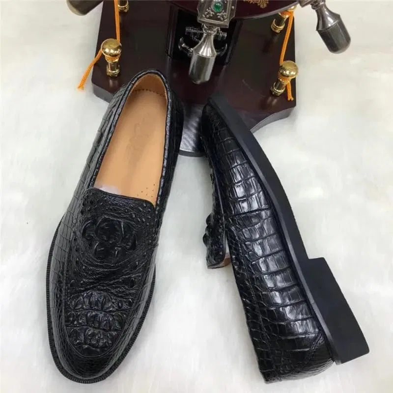 Оксфорды из натуральной кожи аллигатора, Black — фото 3