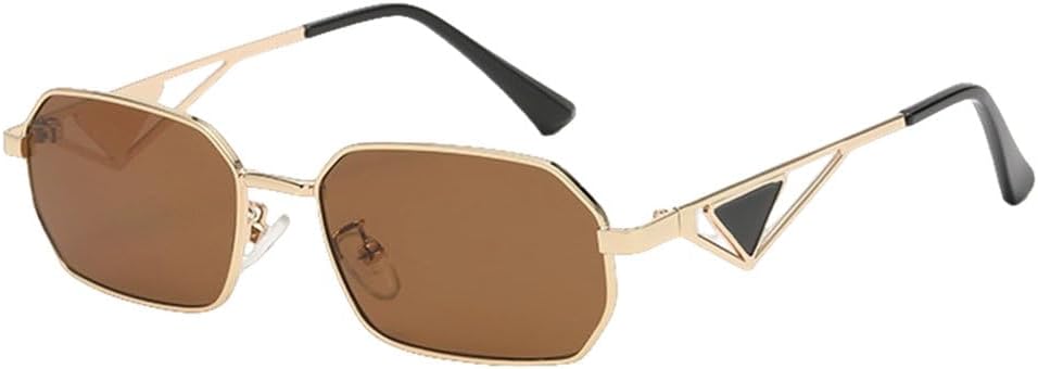 

Роскошные солнцезащитные очки для женщин в стиле ретро с металлической оправой, многоугольные, модные прямоугольные, стильные, с защитой от УФ-излучения UV400, SUN433 Generic, Gold Tea