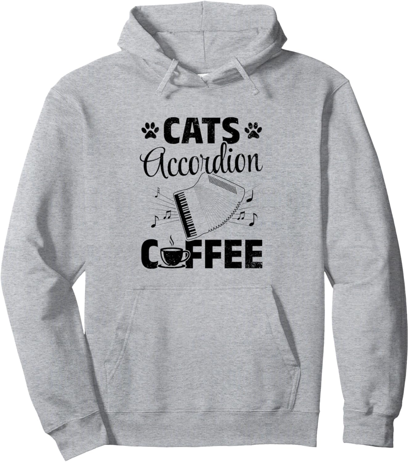 

Толстовка с изображением кота-аккордеониста, любителя кофе и кофе Accordion Player Cats & Coffee Lover Accordionist, серый