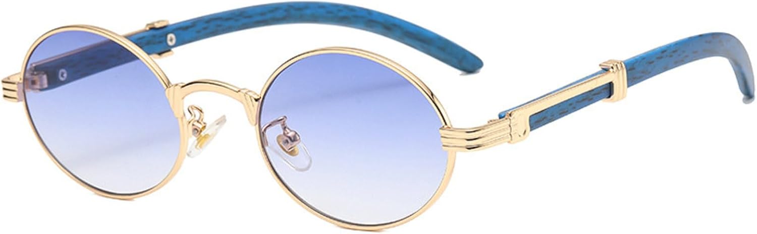 

Солнцезащитные очки в стиле панк, маленькие овальные, 2024 год, для женщин и мужчин, с металлическим градиентом, синие, прозрачные, модные, популярные, деревянные mincl, Blue