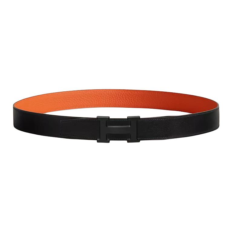 

HERMES Мужской кожаный ремень из телячьей кожи черный, Black