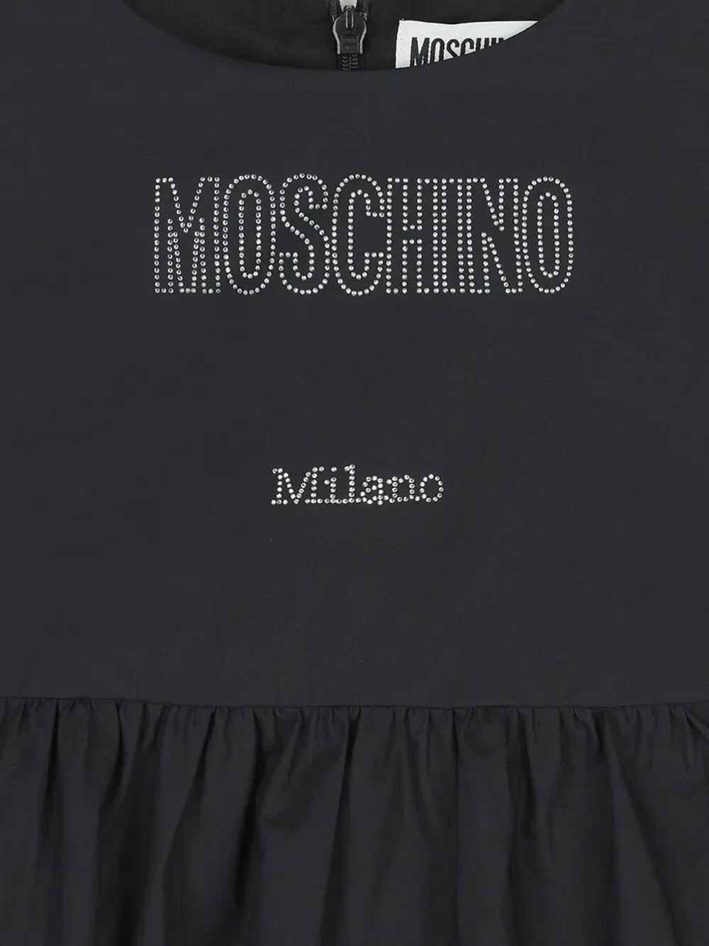 Платье с оборками, асимметричным подолом Moschino Kids, черный — фото 3