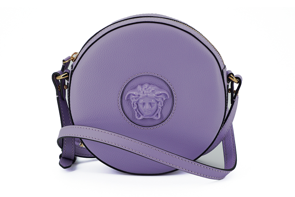 

Элегантная фиолетовая круглая сумка через плечо Versace