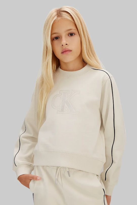 

Детский хлопковый спортивный костюм Calvin Klein Jeans, бежевый