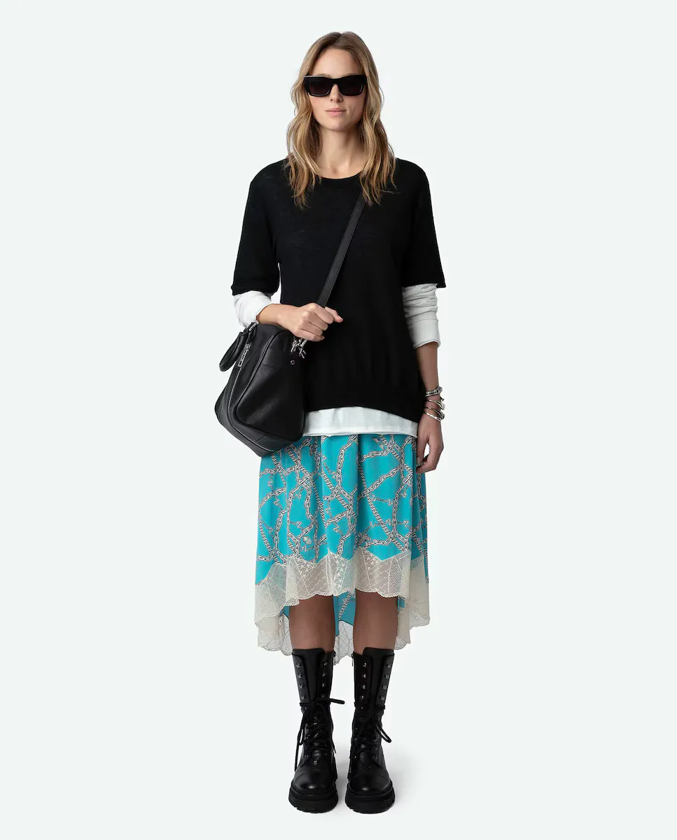 

Юбка Joslin из шелка с кружевом Zadig & Voltaire, бирюзовый