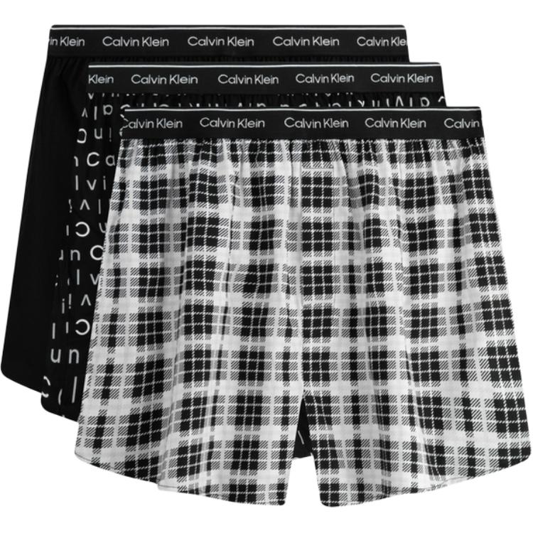 

Мужские трусы CALVIN KLEIN, 3 пары, 3 Pack (Space Black+Black White Plaid+Letter All over Print)