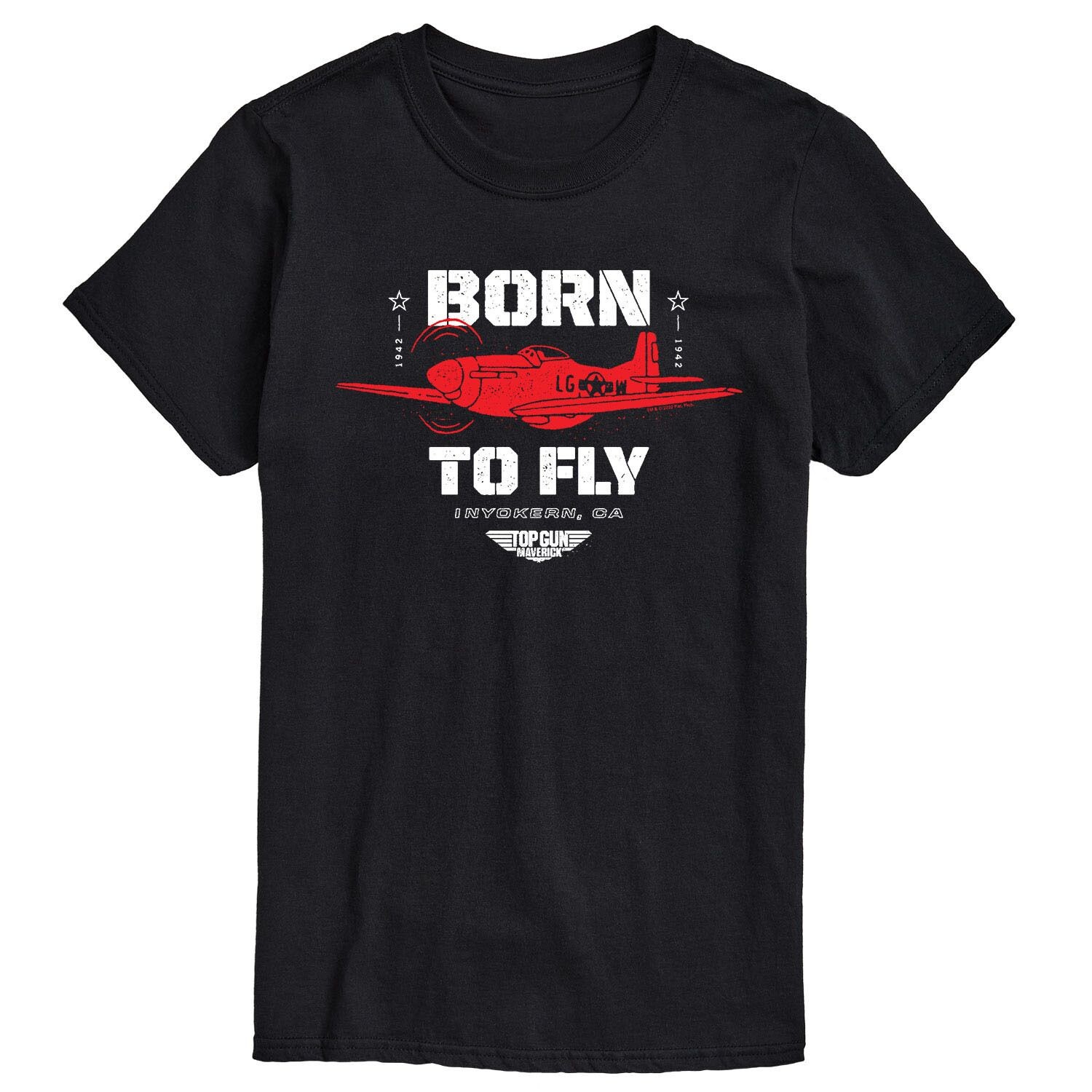 

Big & Tall Top Gun Maverick, рожденный летать Licensed Character, черный