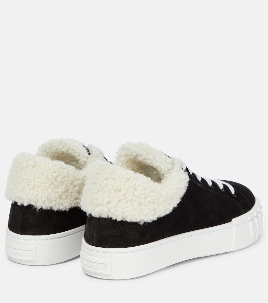 Замшевые кроссовки с овчиной внутри Miu Miu, Nero+Naturale — фото 3