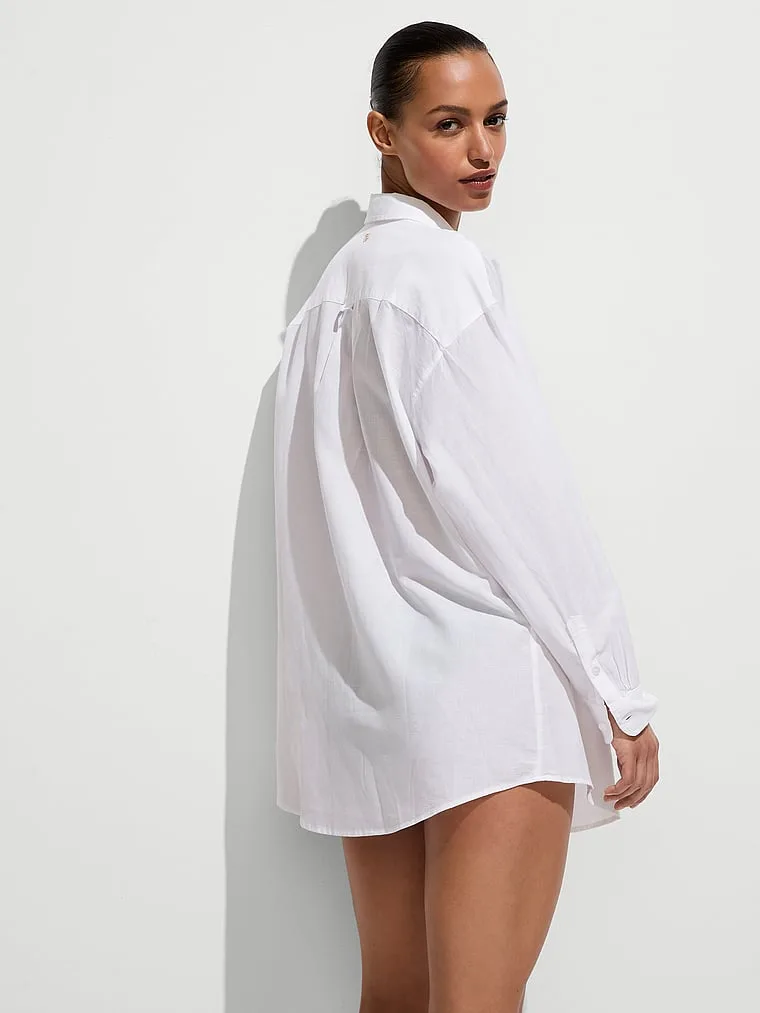 Платье-Рубашка в стиле бойфренд Victoria'S Secret Swim, Linen Vs White — фото 2