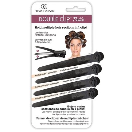 

Заколки для волос Olivia Garden Double Clips Petite, 4 шт., 10 см, черные