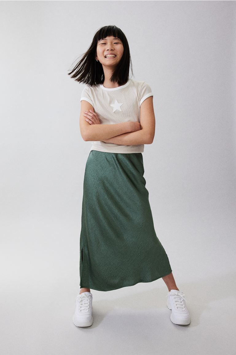 

Атласная юбка H&M, зеленый