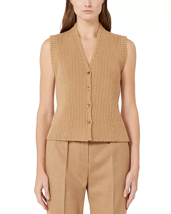 

Вязаный жилет верблюжьего цвета Madre Max Mara, бежевый
