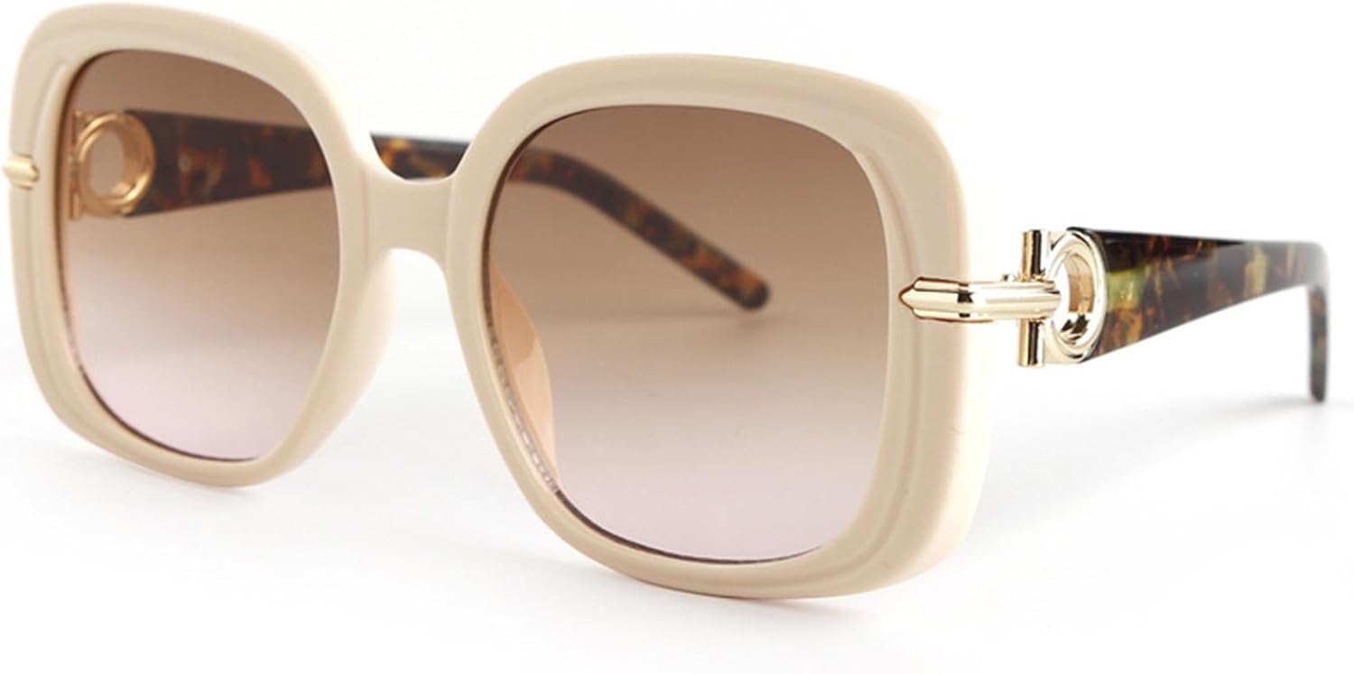 

Модные солнцезащитные очки большого квадратного размера для женщин и мужчин, винтажные, с полой конструкцией, роскошные солнцезащитные очки с градиентной защитой UV400 Bsreyeop, (Beige Frame/Gradient Brown Lens M1)