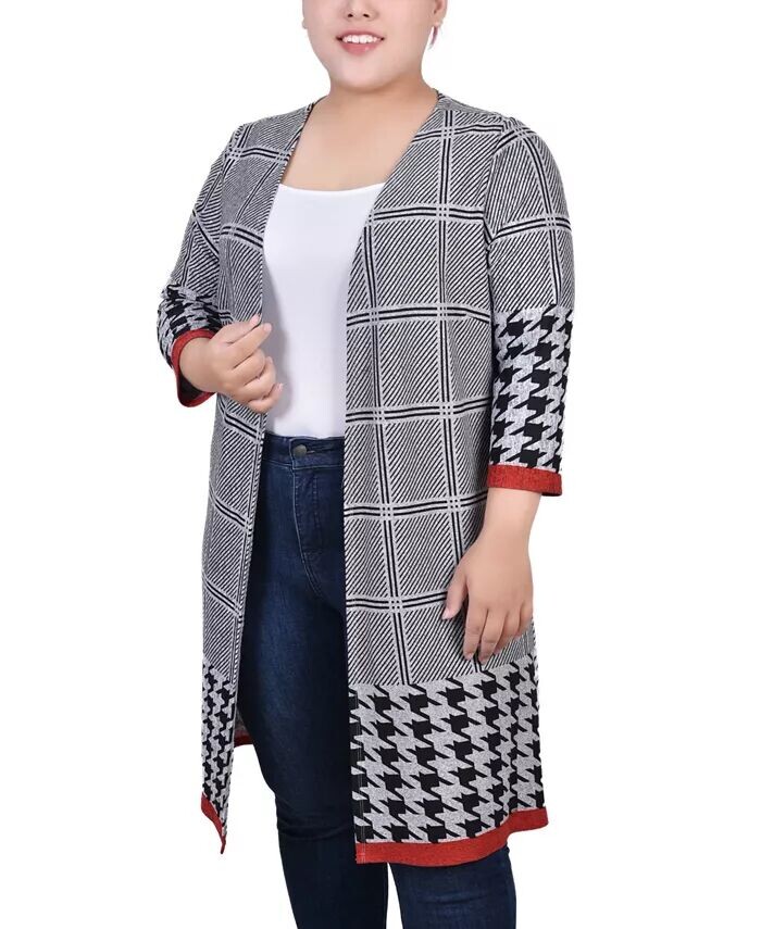 

Вязаный кардиган больших размеров с рукавами 3/4 NY Collection, мультиколор