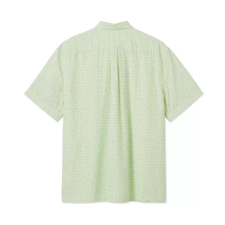Рубашка LACOSTE с воротником в клетку бело-темно-синяя — фото 4