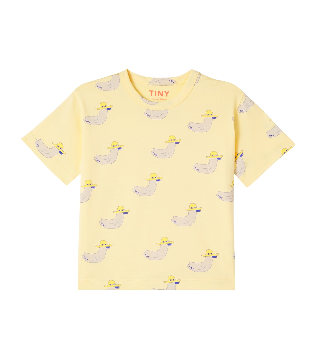 

Футболка из хлопка с принтом уток Tinycottons, Mellow Yellow