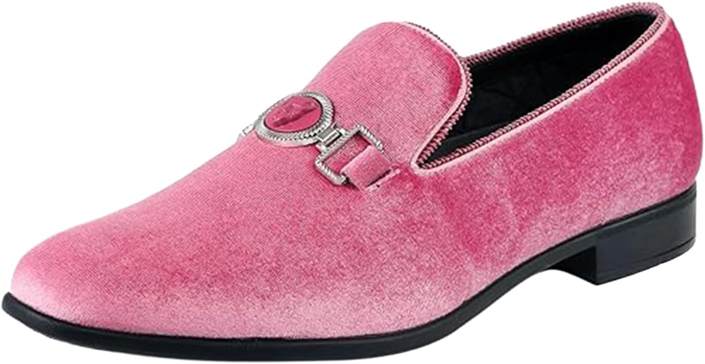 

Мужские лоферы Amali Velvet Slip-On с львиным декором, тапочки для смокинга, лоферы с металлической цепочкой, розовый
