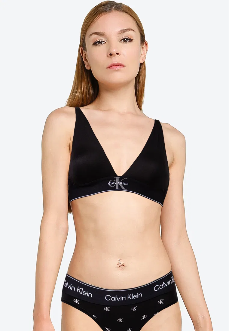 Топ-бралетт треугольный, микрофибра, Calvin Klein, черный