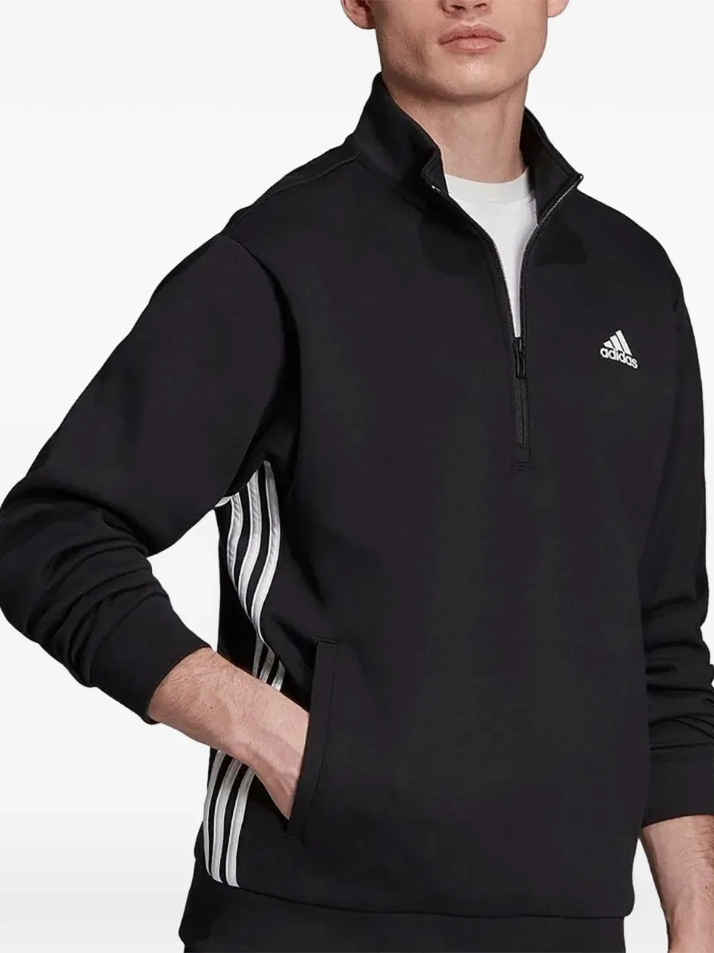 Толстовка с логотипом и застежкой-молнией на воротнике Adidas, черный