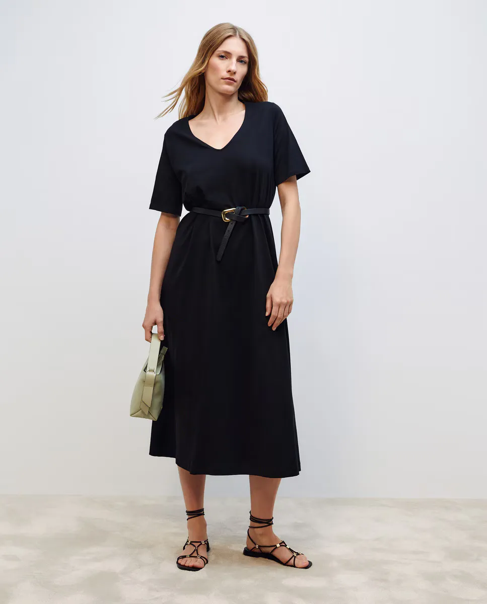 

Длинное платье с короткими рукавами Woman El Corte Inglés, черный