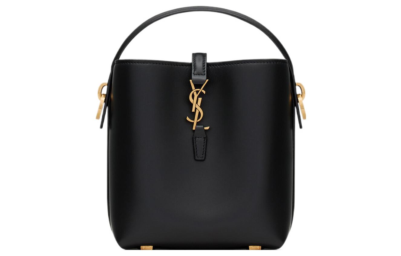 

Кожаная сумка-ведро, плечевая сумка, мини-кроссбоди женская черная SAINT LAURENT