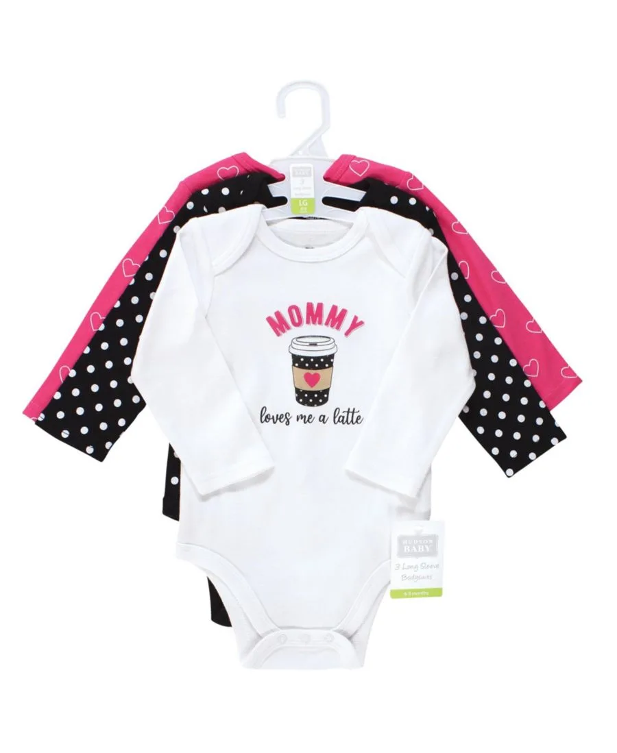 Hudson Baby Хлопковые боди с длинными рукавами, комплект из 3 штук, с принтом цвета корицы — фото 2