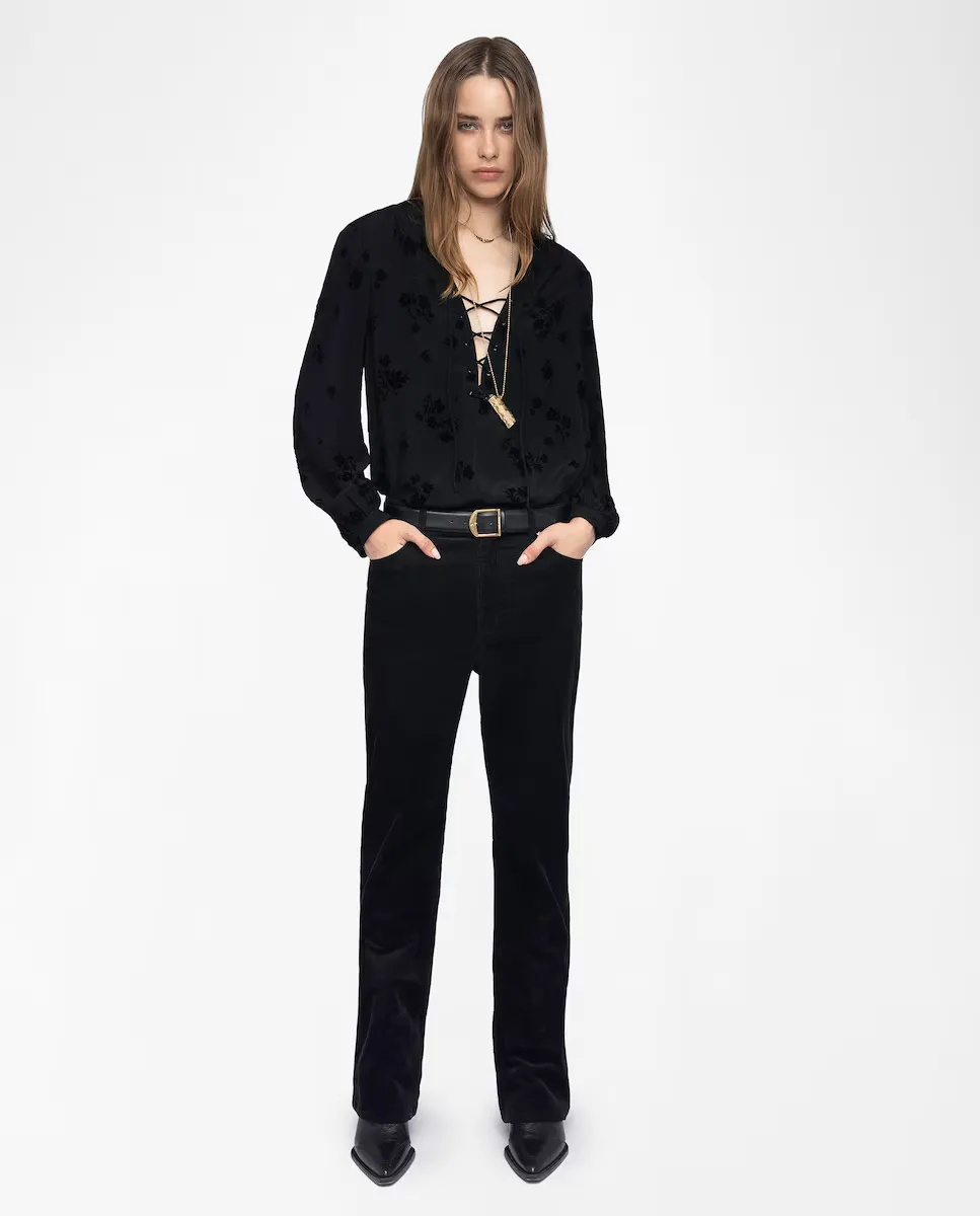 

Женские прямые брюки Evy из вельвета Zadig & Voltaire, черный
