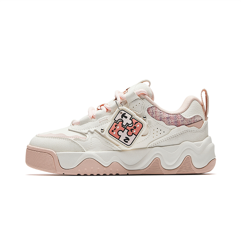 Детские скейтбординг кроссовки низкие Synthetic Leather, Textile Lightweight Cushioning Antakids, айвори белый/extraordinary розовый