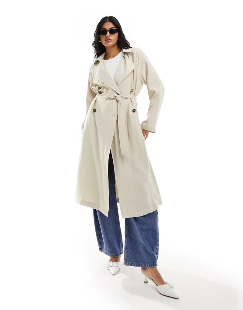 

Мягкий бежевый тренч миди ASOS