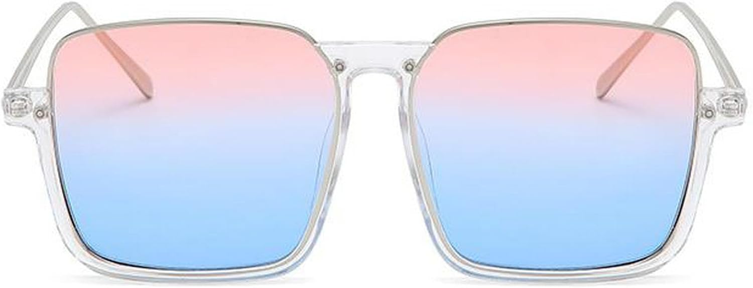 

Солнцезащитные очки в стиле ретро квадратной формы для женщин, модные золотистые полуободковые солнцезащитные очки-пилот большого размера, оттенки шампанского mincl, Light Pink Blue