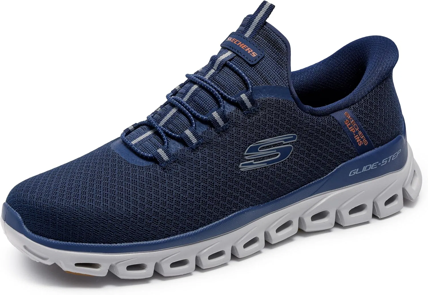 Мужские кроссовки Skechers Glide-Step Noxus Hands Free без шнурков, Navy Mesh Pu