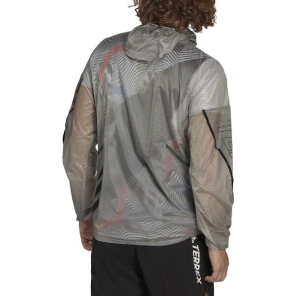 Куртка adidas Half Zipper Outdoor Sports hooded Windproof Jacket light grey, мультиколор — фото 3