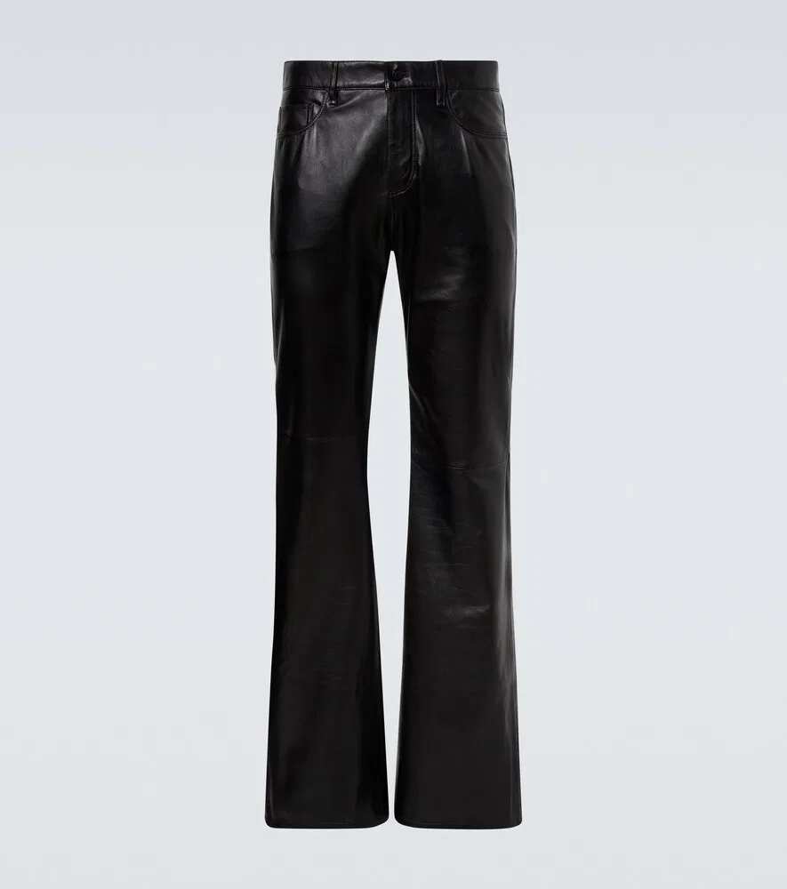 Кожаные брюки-клеш Acne Studios, черный