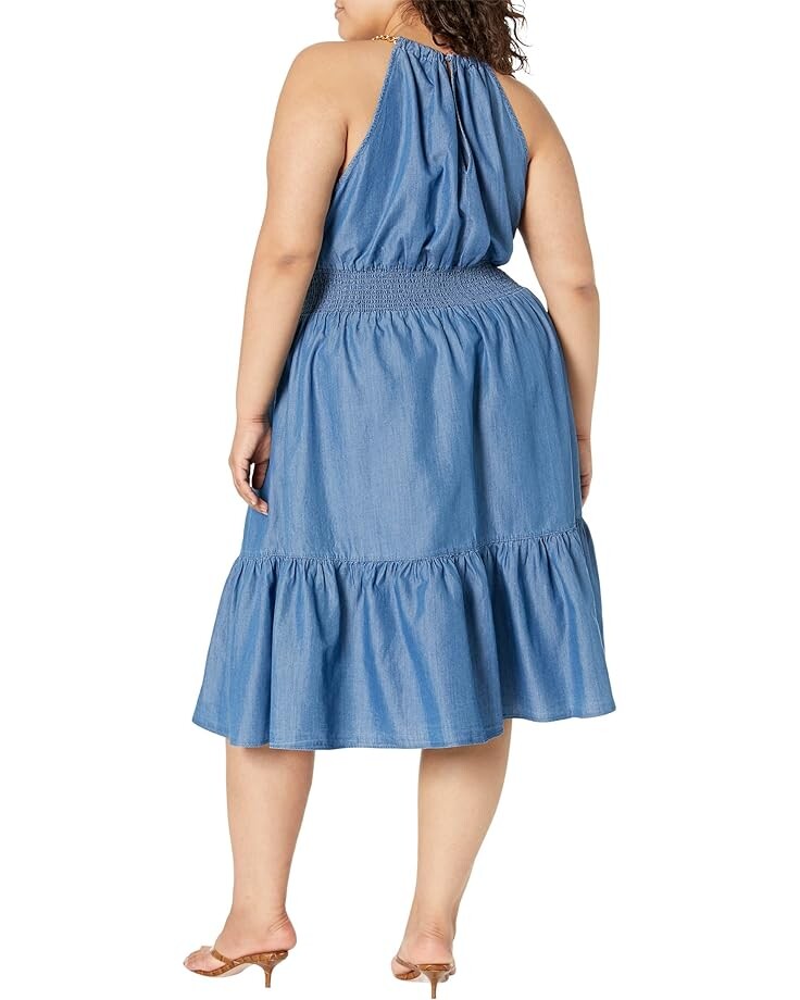 

Платье Michael Kors Plus Size Halter Neck Midi Dress, цвет Light Cadet Wash