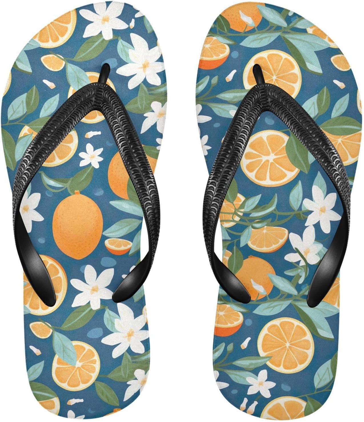 

Женские и мужские шлепанцы SPRIPORT Flower Lemons Slim, удобные повседневные вьетнамки с мягкой подошвой и противоскользящей резиновой подошвой, для ванной, душа, пляжа и летних прогулок, Multicoloured