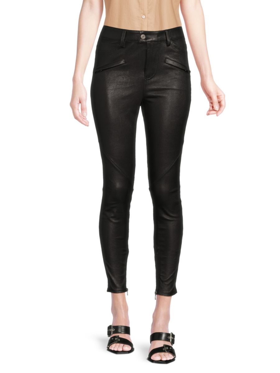 

Кожаные брюки до щиколотки с плоским передом Etienne Marcel, цвет Leather