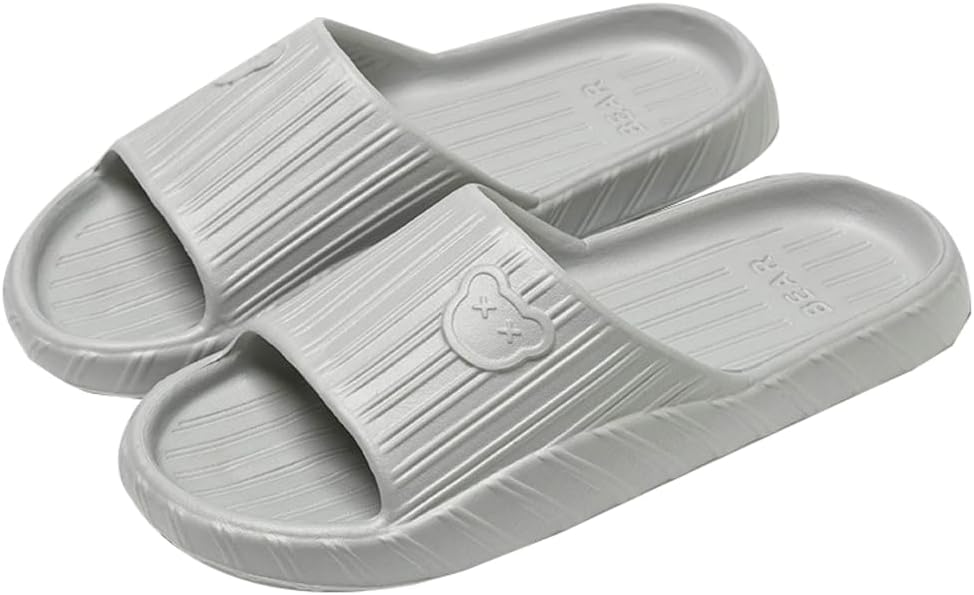 

Летние домашние тапочки для женщин и мужчин, милые шлепанцы для дома, душевые сандалии с мягкой подошвой, противоскользящие, быстро сохнущие, для ванной и улицы Rungion, серый